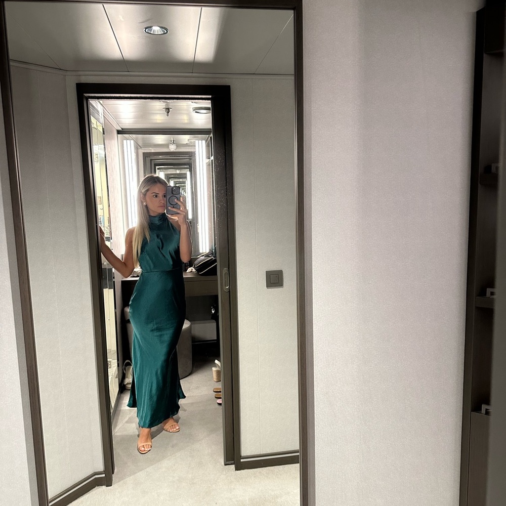 Elegant Green Satin Dress